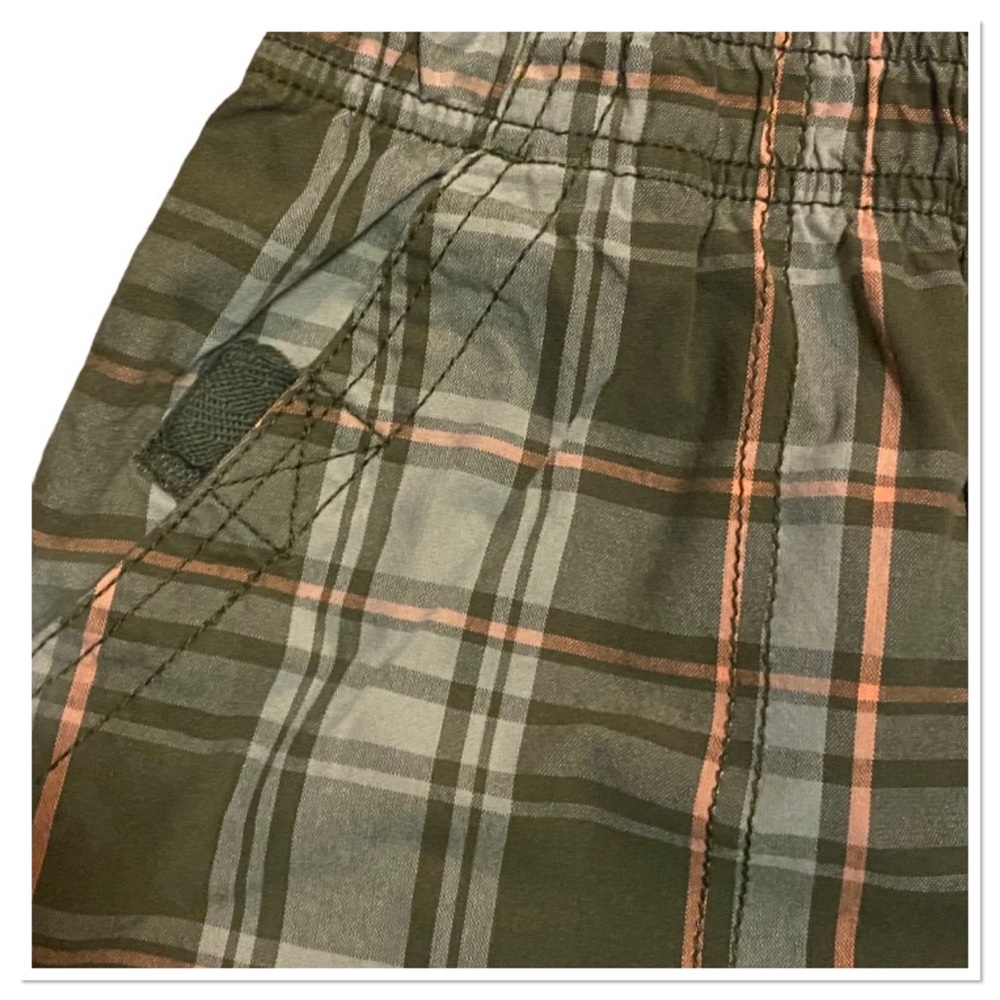 Toughskins Boys Green Striped Plaid Shorts - Picture 3 of 4